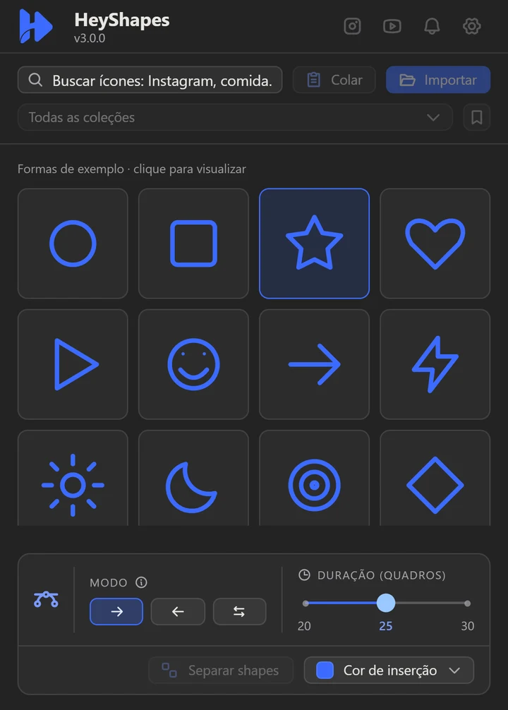 Painel do HeyShapes